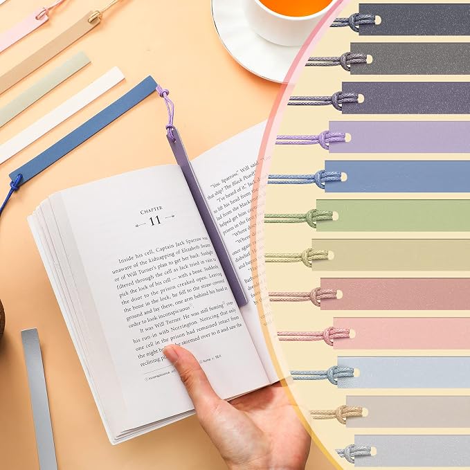 Kosiz 12 Pcs Leather Bookmarks Colorful Engravable Blank Leather Bookmarks Back to School Gifts for Men Women Teachers Students Book Lovers Reading Supplies(Pastel)