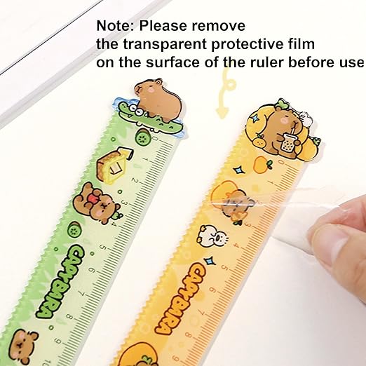 5 Pcs Cute Cartoon Rulers 15cm Straight Ruler Acrylic Capybara Cartoon Small Rulers Centimeter Measuring Ruler Journal Ruler Women Girls Boys (Capybara)