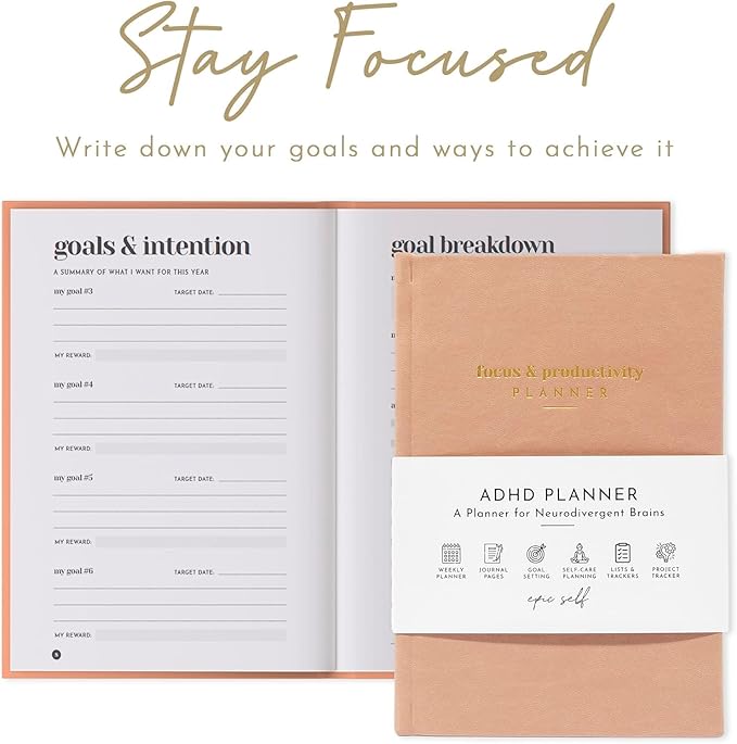 ADHD Planner for Adults: Focus Planner For Productivity - A planner for Neurodivergent Brains - Organization, Goal-Setting, and Time Management - Gift for Men and Women with ADHD
