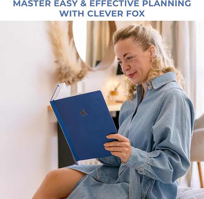 Clever Fox Planner PRO Premium Jan 2026-Jan 2027 – Luxurious Weekly, Monthly & Budget Agenda Organizer for Productivity & Reaching Goals, A4 Hardcover + Keepsake Box – Mystic Blue