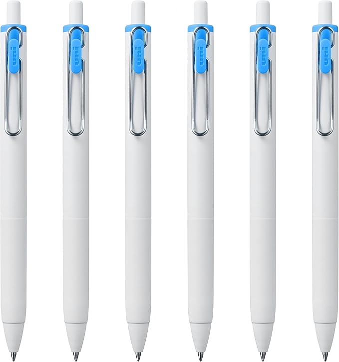 Uni-Ball one Retractable Gel Pens, Ultra Micro Point (0.38mm), Light Blue Ink, 6 Pens