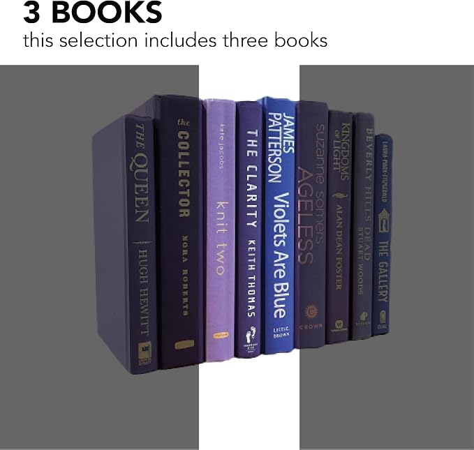 Decorative Accent for Home Decor – Real Books by Color® Interior Styling Piece for Bookshelf, Coffee Table, Design Display (Set of 3, Purple)