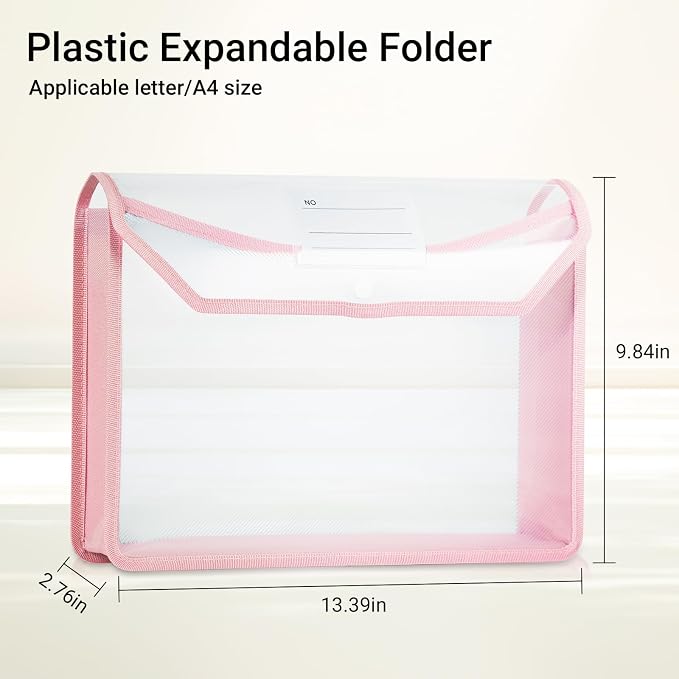 Plastic Expanding File Folder, Clear Envelopes Fit Letter & A4 Size, Folders for Documents with Snap Closure, No Dividers, Large Capacity (3, Warm Colors)