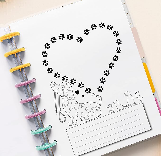 Undated Monthly Calendar Refills for Letter, Junior, Classic, Skinny, Mini size Discbound Planners Fİtts Happy Planners Levenger Circa TUL Staples Arc Notebook Office (7-Disc, 4.6"x7", Dog)