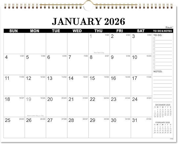 2026 Calendar - 2026 Wall Calendar, Jan. 2026 - Dec. 2026, 14.6'' x 11.4", Large Wall Calendar with Highlighted Holidays, Sturdy Binding, Calendar for Planning