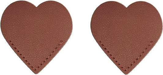 2 Pcs Leather Heart Bookmarks, Reading Accessories, Book Marks for Women Teacher Students Book Reading Lovers (Reddish Brown)