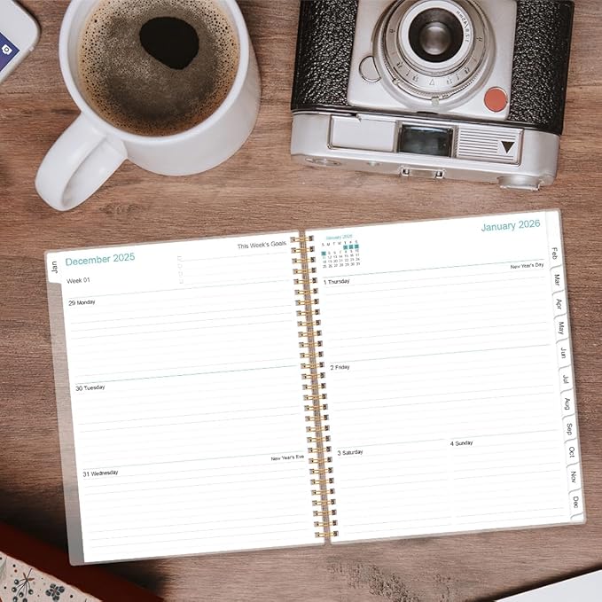 2026 Planner - Weekly & Monthly Planner Spiral Bound, Planner 2026 from January 2026 - December 2026 with Monthly Tabs, Inner Pocke, 8.5" x 11", Pink