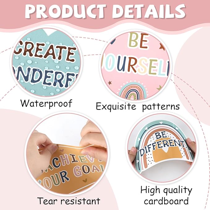 Boho Affirmation Station Bulletin Board Classroom Decorations Set Motivational Rainbow Believe That You Can Paper Cutouts for Welcome Back to School Positive Inspirational Wall Door Chalkboard Decor