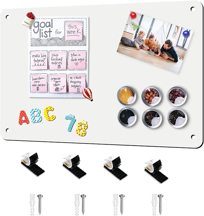 Magnetic Board 17.5" x 11.4" Magnet Bulletin Board is Suitable for displaying Notes, Photos,Magnetic Letters,Suitable for Walls, refrigerators, cabinets, etc
