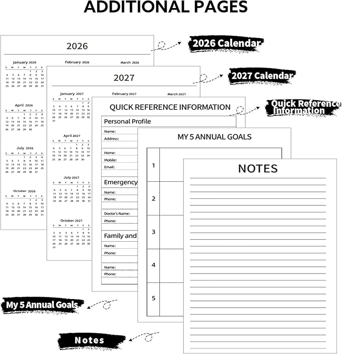 2026-2027 Planner, Weekly and Monthly Planner, July 2026-June 2027, Calendar Planner A4 (8.5" x 11") with Tabs, Inner Pocket for Home School Office Supplies, Black