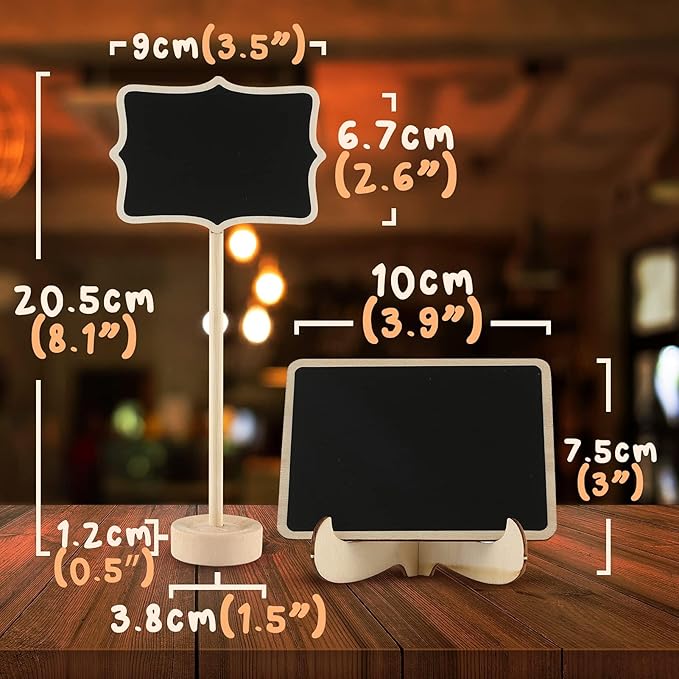 Mini Chalkboard Signs 30 Pack, Small Food Labels or Name Cards for Party Buffet Table with Wooden Stand for Wedding, Baby Shower, Mimosa Bar Supplies and Charcuterie Boards Accessories with 2 Pens