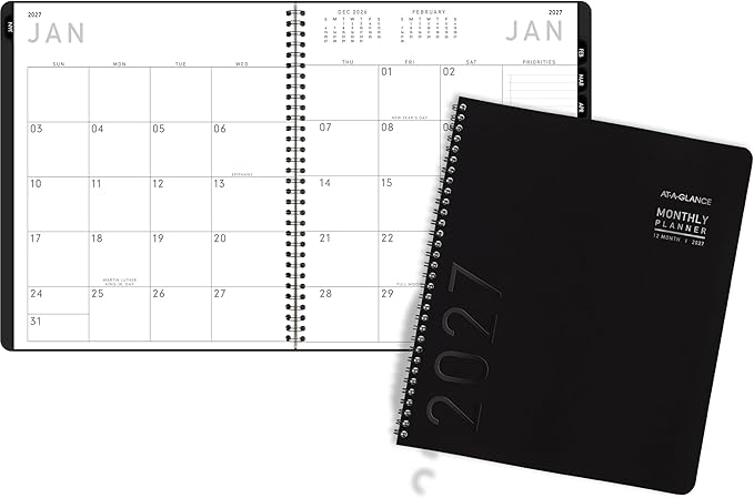AT-A-GLANCE 2027 Planner, Monthly, 9" x 11", Contemporary Lite, Black (7026XL0527)