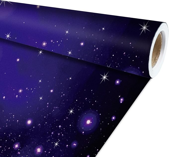 Qyeahkj Outer Space Bulletin Board Paper Roll Galaxy Bulletin Board Background Paper Fade Resistant Blue Night Sky Poster for Art Craft Classroom Supplies17.7in x 20ft