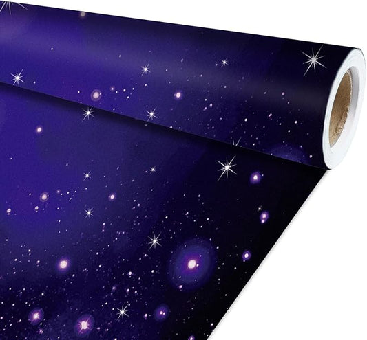 Qyeahkj Outer Space Bulletin Board Paper Roll Galaxy Bulletin Board Background Paper Fade Resistant Blue Night Sky Poster for Art Craft Classroom Supplies17.7in x 20ft