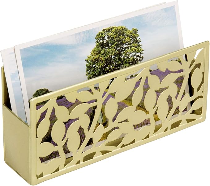MyGift Magnetic Dry Erase Marker Holder Brass Metal for Whiteboard,Dry Erase Markers and Accessories Storage Basket Organizer with Floral Cutout Design