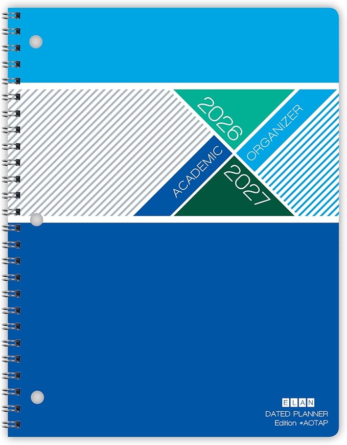 Elan Publishing Company Student Academic Organizer - 8.5" x 11" Weekly View; Dated for 2026-2027 Academic Year (Blue)