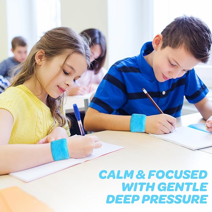 Weighted Sensory Bracelets for ADHD, Autism, SPD and CP Kids, Deep Pressure to Improve Sensory Awareness, Soft Calming Tools to Enhance Focus & Hand Stability Perfect for Classroom and Home Use