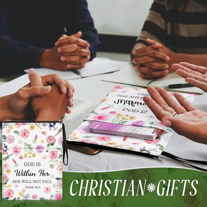MotiMind 8 Pcs Bible Book Covers with Zipper for Christian Gifts 11 x 8.7 Inch Book Covers Gifts Bulk for Women Bookworm Christian Religious Church Bible Study
