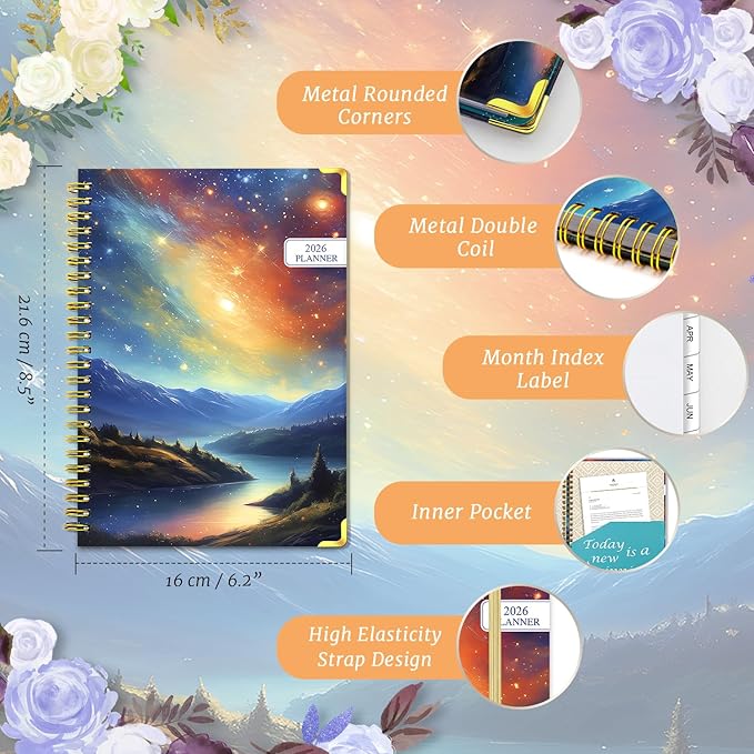 2026 Monthly Planner - Weekly Planner 2026 form Jan 2026 - Dec 2026, Daily Planner 2026, Academic Planner 2026 with Monthly Tabs, Inner Pocket, Note Pages