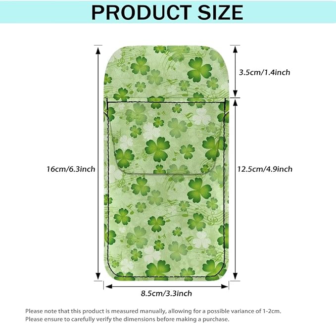 chaqlin Fashion Pocket Protector Green Saint Patrick Print, Leather Pocket Pen Pouch Holder Organizer for Pens and Pencils School Office Hospital Supplies