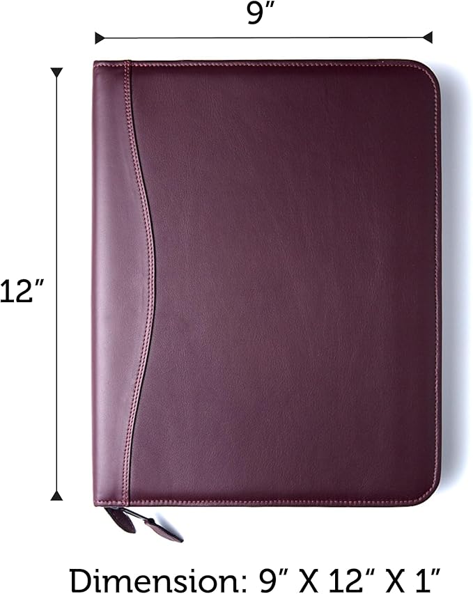 Planner Pad Spiral Bound Executive Size Cover, Fits 8 ½” x 11” Size Planner Pad Planner Only, Cowhide Leather, Burgundy