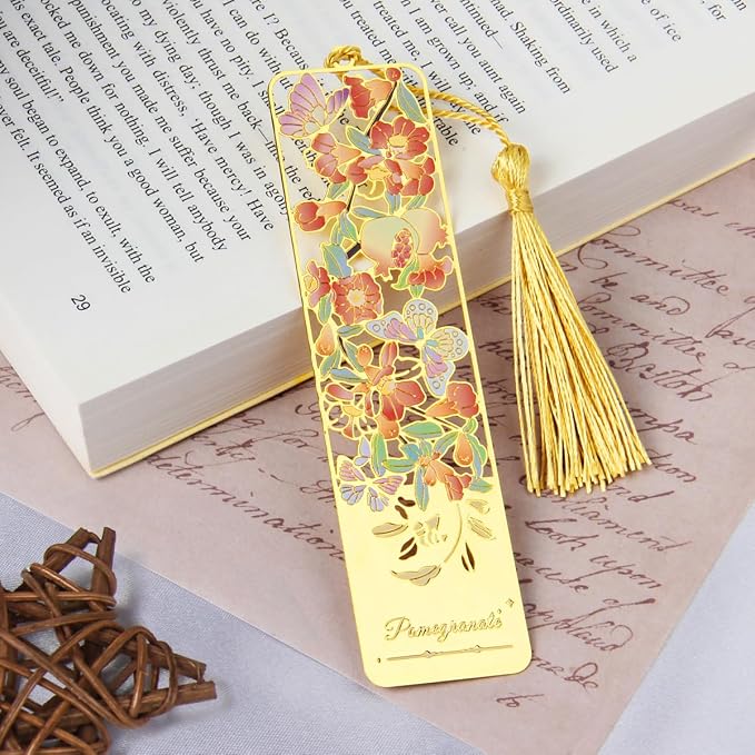 3pcs Metal Flower Bookmarks with Tassel, Hollow Butterfly Theme Book Marks for Reading Women, Cute Book Markers for Book Lovers Writers Readers Children Teens Women Teachers Students (Style A)