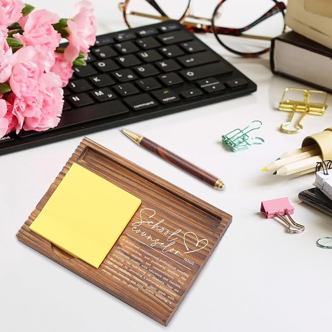 Appreciation Gift for School Counselor & Therapist Sticky Note Holder, Thank You Desk Decor, Back to School Guidance Keepsake for Office, Self-Stick Note Pad Holder TZP79