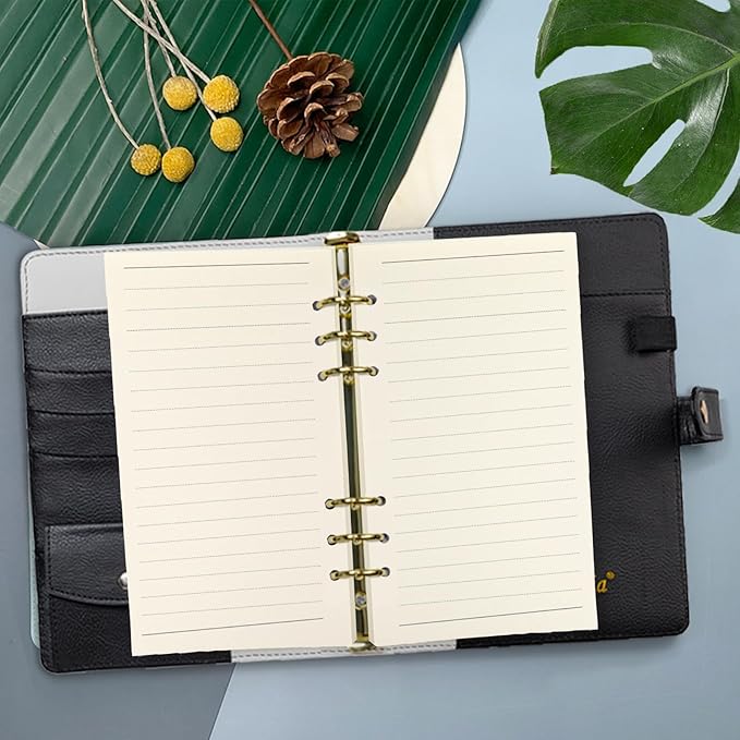 Harphia Spiral Notebook Refill, Planner Inserts of Rulled Line Paper for Filofax/Personal Journal, 45sheets/90pages (A6 3.74 x 6.77'', Line)