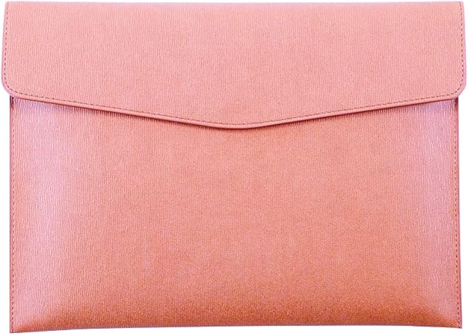 PU Leather A4 File Folder Document Holder Waterproof Portfolio Envelope Folder Case with Snap Closure Pink