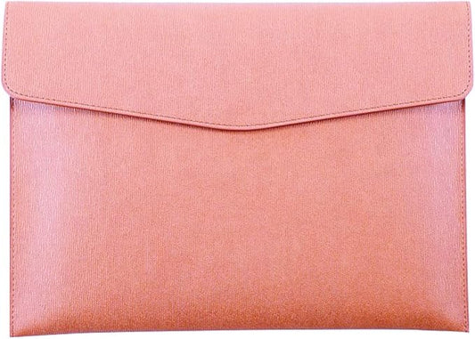 PU Leather A4 File Folder Document Holder Waterproof Portfolio Envelope Folder Case with Snap Closure Pink