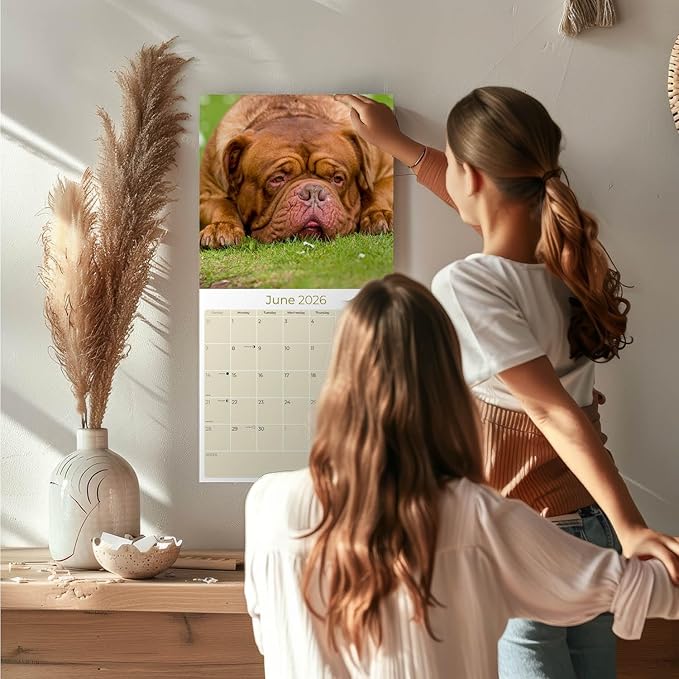 Dogue De Bordeaux Calendar 2026 by MegaCalendars – Monthly Dog Breed Wall Calendar, Made in USA