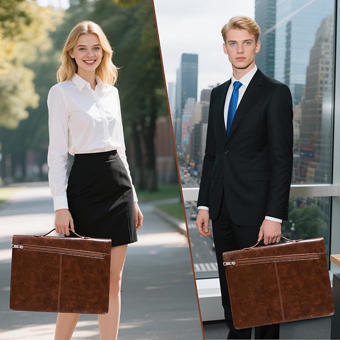 Calfinder Personalized Portfolio for Women&Men, Free Name Engrave,Customized Leather Padfolio, Business Portfolio with with Handle for Ipad, Unique Gift for Graduation