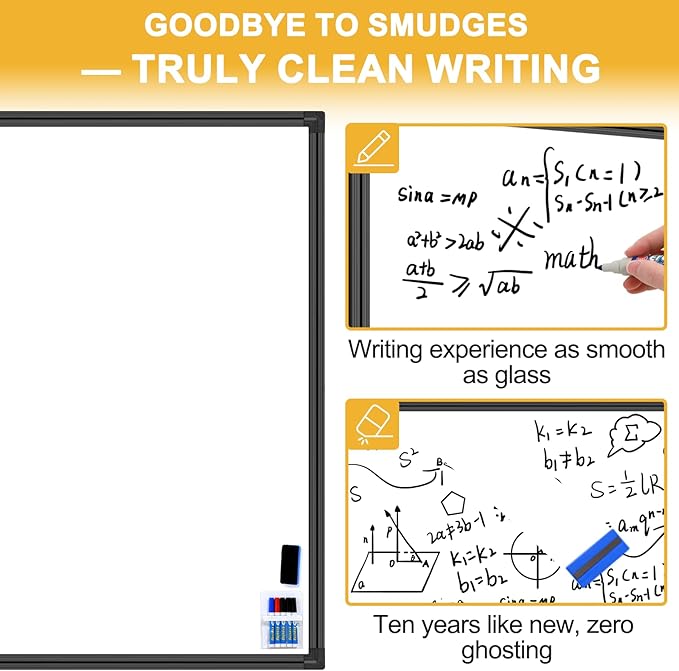 Magnetic Dry Erase Board for Wall 120"x48" Premium Belgian Enamel Whiteboard - Commercial Grade Porcelain Wall-Mounted Board - Zero Ghosting, Stain-Resistant Surface for Office, Home, Classroom