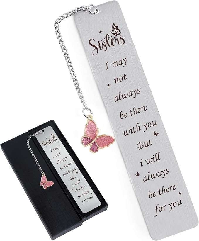 Metal Bookmark Gifts for Sisters - Inspirational Sister Birthday Gifts for Sister, Encouraging Graduation Christmas Wedding Birthday Accompany Present for Sister Stepsister