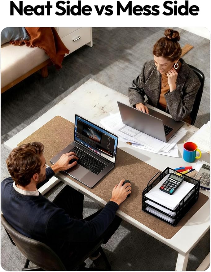 YSAGi Leather Desk Pad Protector, Office Desk Mat, Large Mouse Pad, Non-Slip PU Leather Desk Blotter, Laptop Desk Pad, Waterproof Desk Writing Pad for Office and Home (Shiny Bronze,55" x 24")