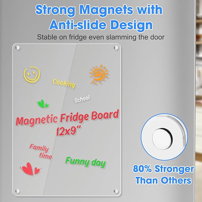 Acrylic Dry Erase Board Whiteboard for Fridge Meal Planner Menu Board for Kitchen Grocery to do List Shopping List Family Dinner Refrigerator Chore Chart Chore Board Clear Planning Board