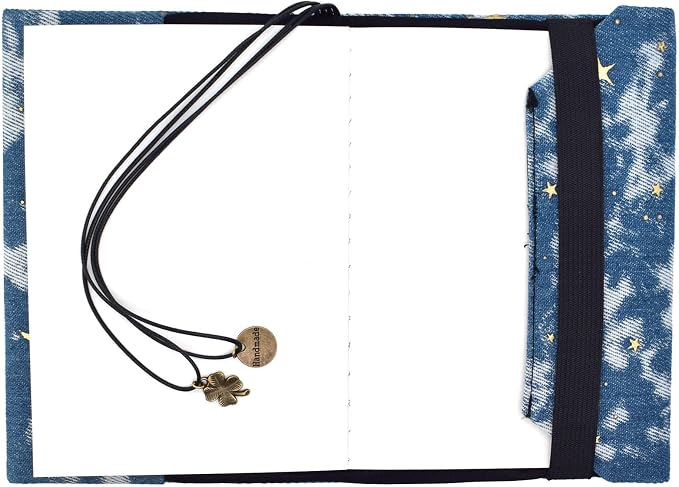 BLBMH A6 Book Cover 4x6 | Non-Stretch Fabric Sleeve with Bookmark | Handmade Washable Protector for Paperback Journal Bible Notebook | Gift for Women Readers - Denim