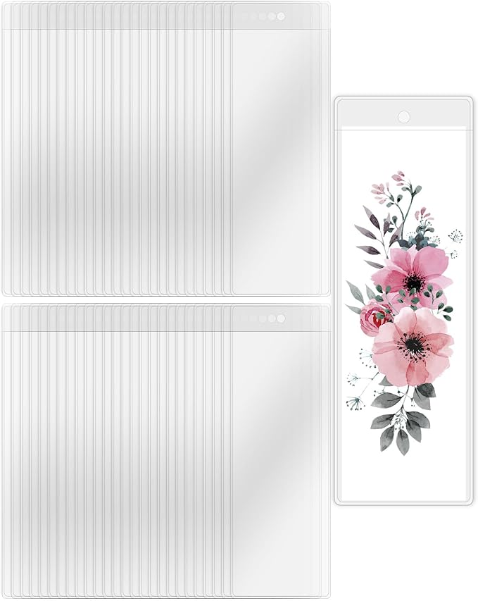 DSYIL 120 Pack Bookmark Sleeves, Clear Bookmark Holders for 5.5 x 2 Inches Bookmarks, Plastic Blank Book Mark Cover for School, Office and Party Favors