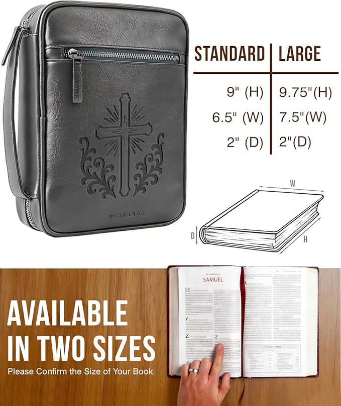 Bible Cover - Bible Case for Men with Durable Handle, Carrying Book Case Church Bag, Protective with Zippered Pocket, Ideal for Church and Prayer Meetings, Christian Gift for Men