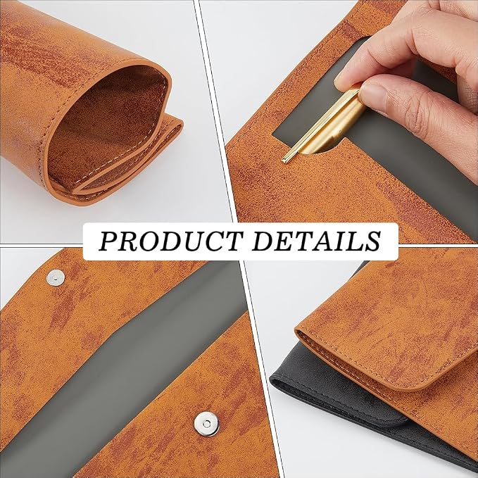 Waterproof A4 PU Leather Envelope File Holder Brown Thin Document Folder Portfolio Filing Oragnizer Pocket Storage Case with Snap Closure for Receipt Contract Stationery Tablet