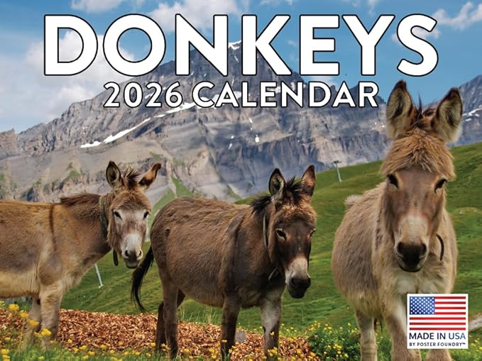 Donkey Calendar 2026 Monthly Wall Calender 12 Month | American Made In The USA