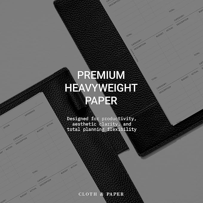 Cloth & Paper Financial Planning Inserts – Half Letter, 8-Disc Planner Refill – 60 Pages (30 Double-Sided) for Budgeting, Savings, Recurring Payments & Expense Tracking – Minimalist Finance Organizer