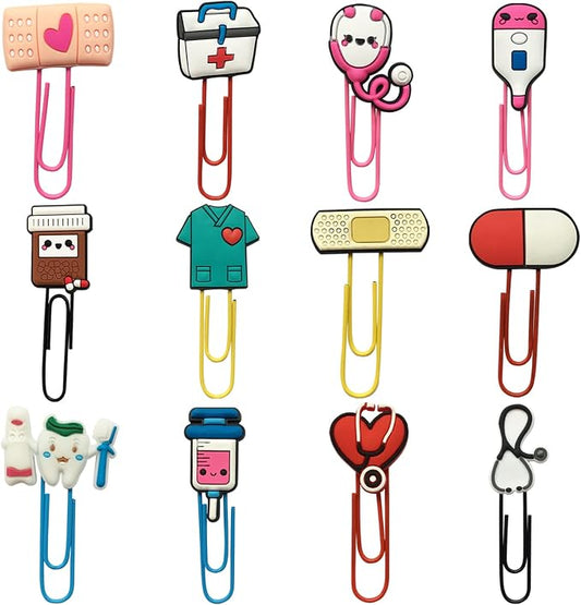Cute Bookmark Cartoon Bulk Bookmarks with Colorful Paperclip for Pagination Organize Folder Unique Bookmarks Gifts for Girls Student Stationery Nursing Student Essentials