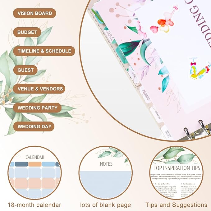Comprehensive Wedding Planner Book and Organizer for Bride, Wedding Planning Book and Organizer Binder, Engagement Gift for Bride
