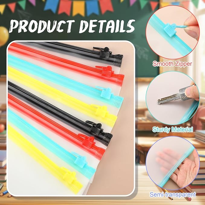 ReliThick 100 Pack Zipper Pouches Bags Bulk 10x6.7 Inches Pencil Pouches Case Waterproof Small Zipper Bags for Travel Cosmetics Office Supplies Storage(Black, Red, Yellow, Green)