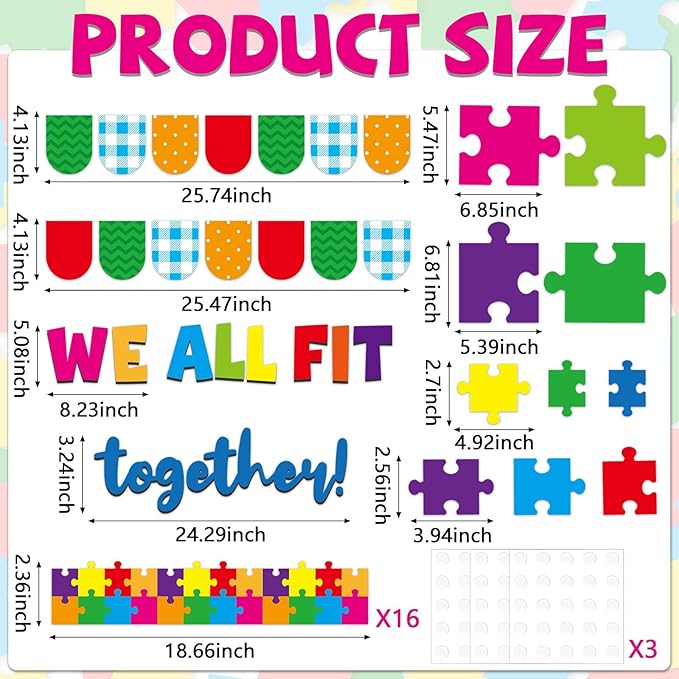 Justforjoyful Puzzle Pieces Bulletin Board Classroom Decorations Welcome Back To School Bulletin Board Puzzle Pieces Themed Classroom Decor Motivational Cutouts for School Wall Decals Decor