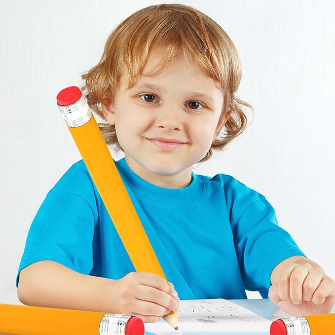 16 Inch Wooden Large Jumbo Pencils Giant Big Funny Wood Pencil with Cap and Eraser Fun Novelty Gifts for Kids School Kindergarten Home Office Prop Supplies (Yellow)