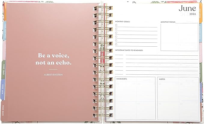 WORLD TRAVELER 2026 Planner Weekly and Monthly - 7'' x 8.75'' Hard Cover January December Spiral Daily Planner 2026 To Do List, Size 7X8.75, Multi/Floral