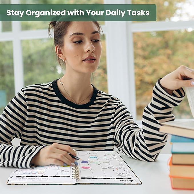 2026–2027 Academic Planner, Weekly and Monthly Planner for Women, July 2026 - June 2027, Pretty Hardcover 2026–2027 Academic Planner with Tabs, Inner Pocket, Spiral Bound, Perfect Office Home School Supplies - 6.3" x 8.5", Forest Botanica