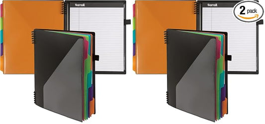 Samsill Left-Handed 10 Pocket Poly Project Organizer with 5 Dividers, File Folders Letter Size, Quick Access Front Pocket, Refillable Notepad, Erasable Write-On Tabs in Fashion Colors (Pack of 2)